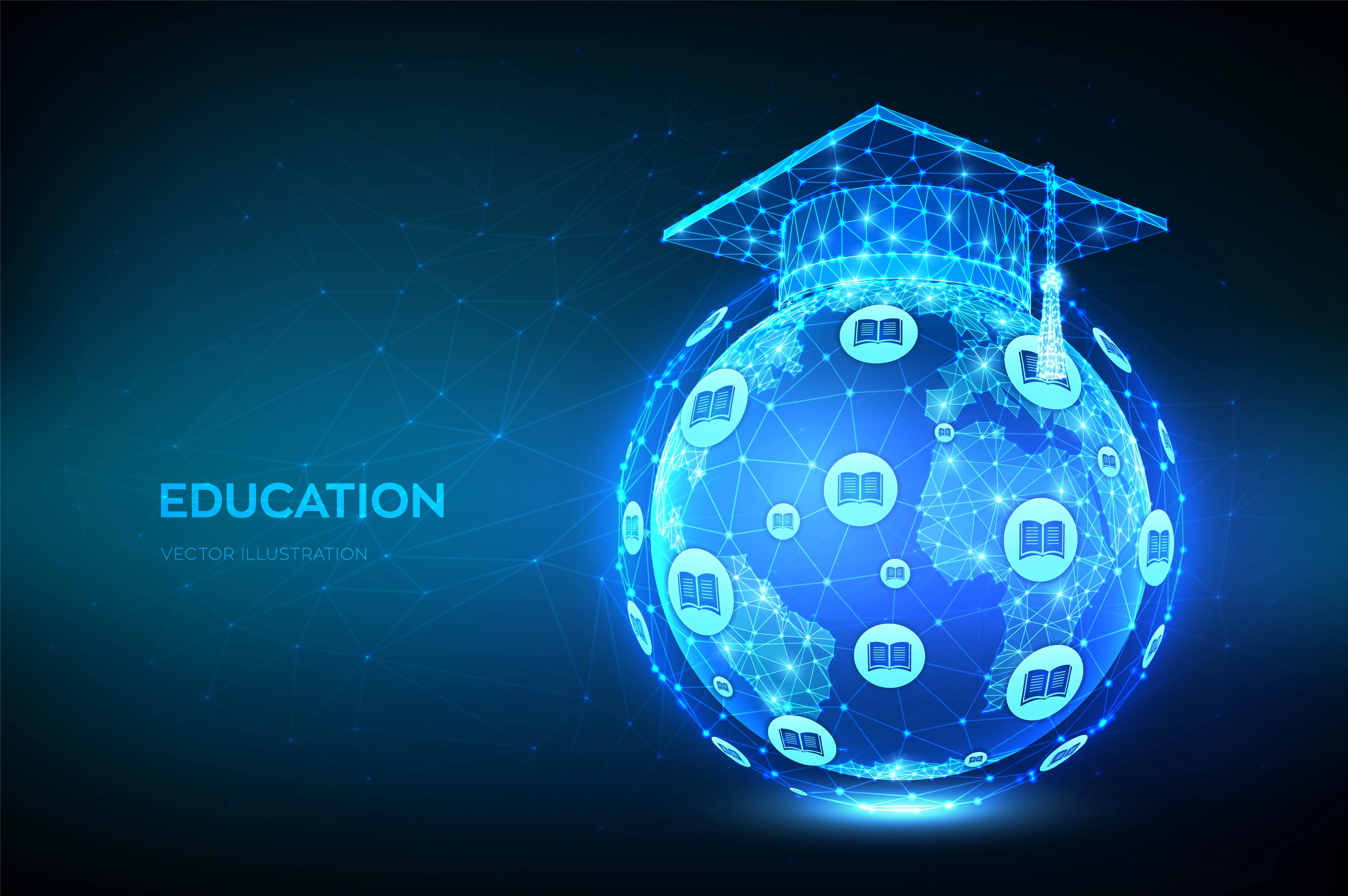 Education AI - Smart classroom and face recognition illustration